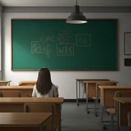 A classroom with a large clock on the projector screen
